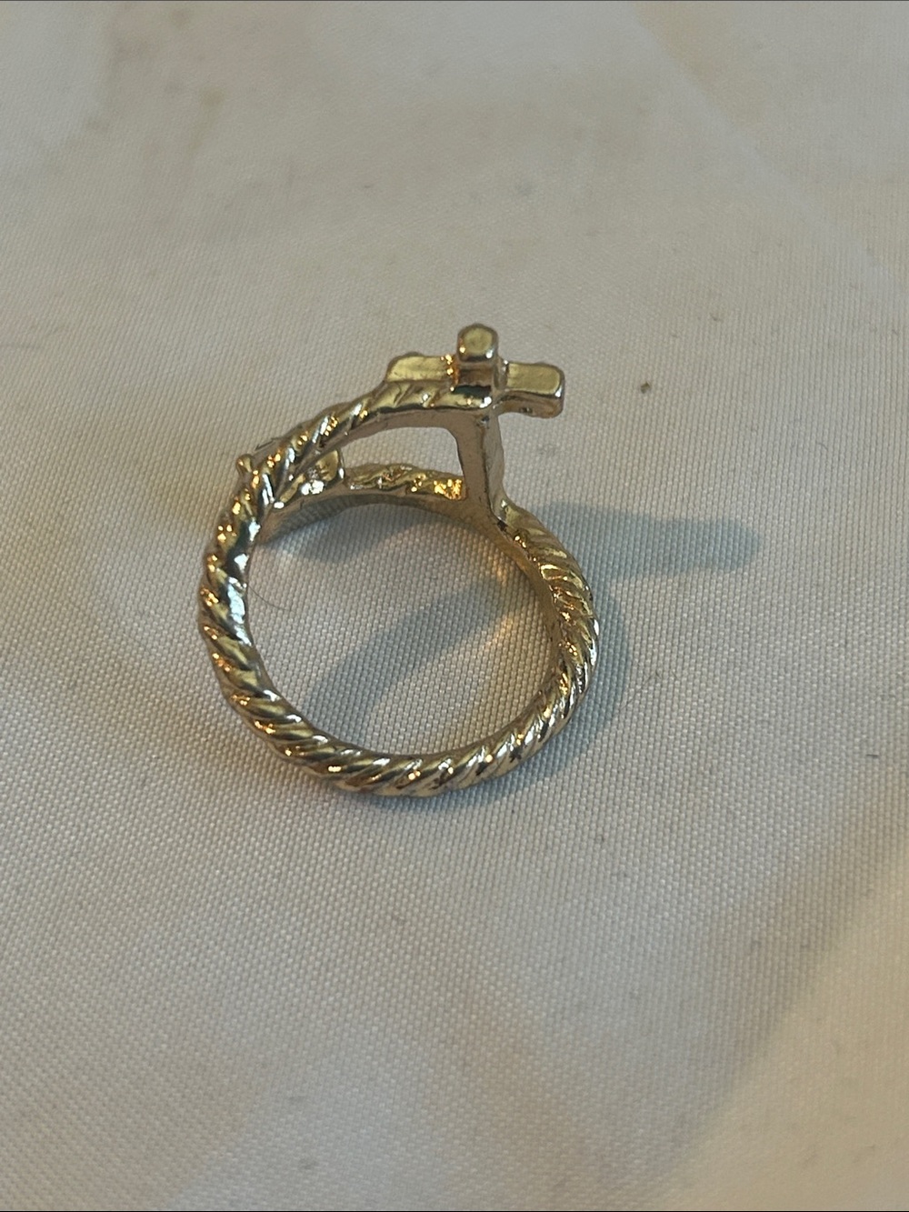 Gold-Tone Crystal Cross & Solitaire Ring - Women Jewelry - Picture 3 of 5